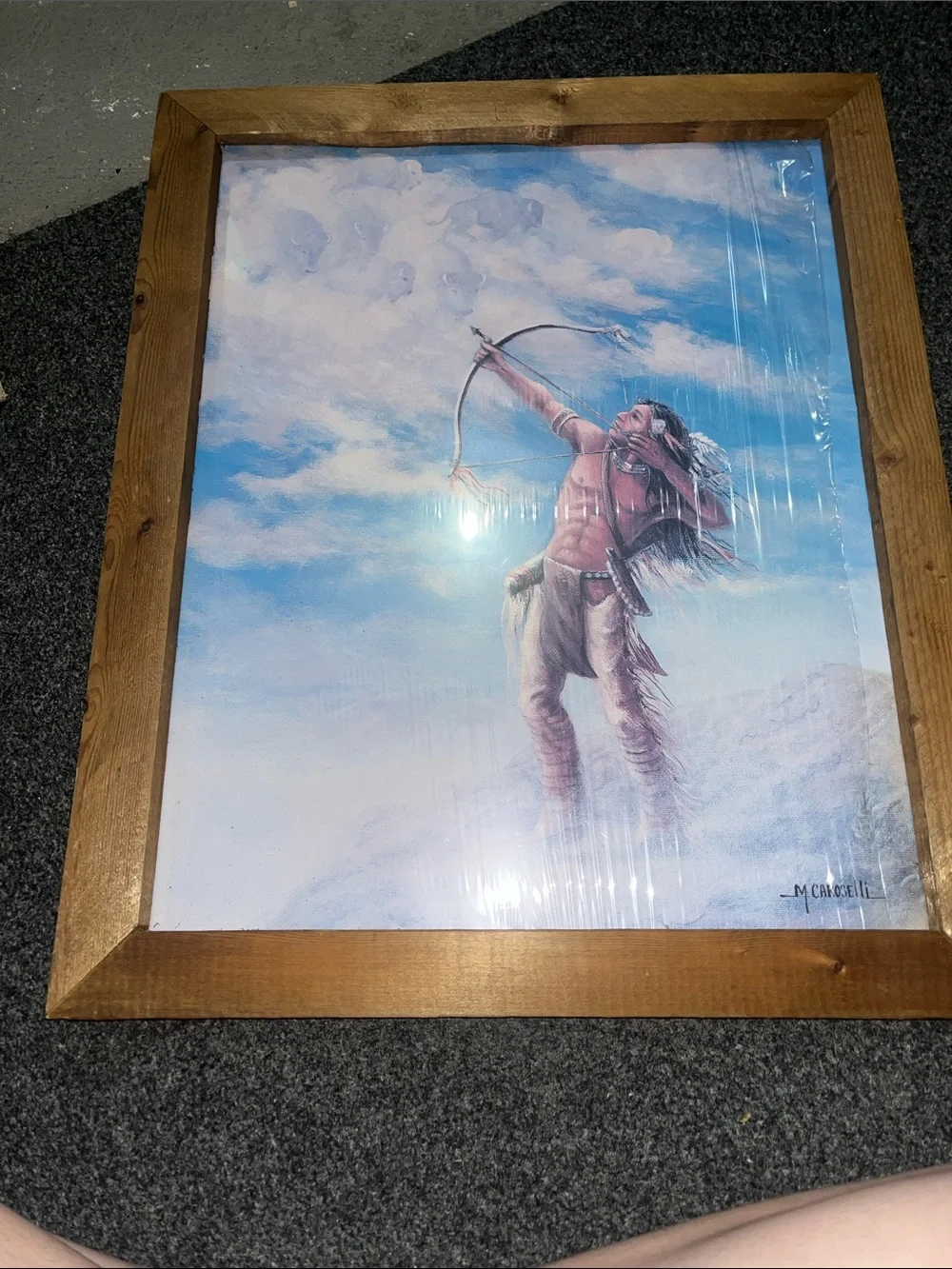 Rustic Framed Archer Wall Art - Blue Print